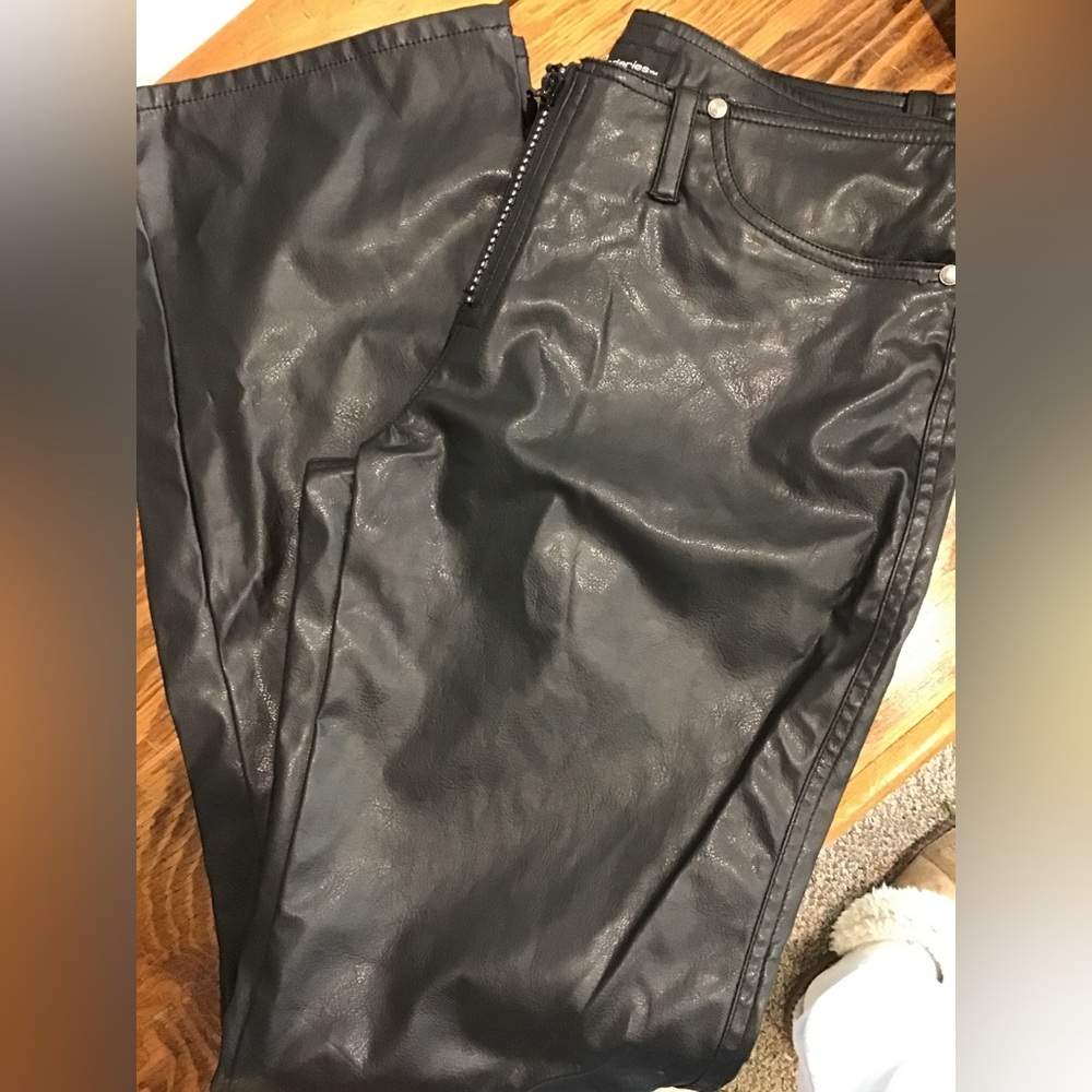 No Boundaries Pleather Flare Black Pants Studded Zipper Juniors 11